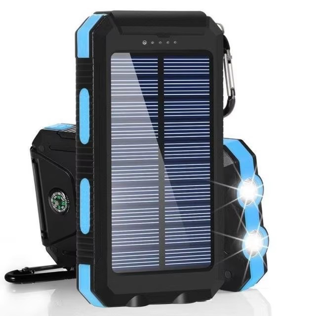 (Black) Solar Power Bank 80000mAh Portable Charging Poverbank External Battery Charger Strong Light LDE Light for All Smartphones