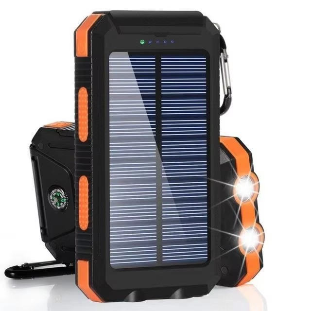 (Black) Solar Power Bank 80000mAh Portable Charging Poverbank External Battery Charger Strong Light LDE Light for All Smartphones