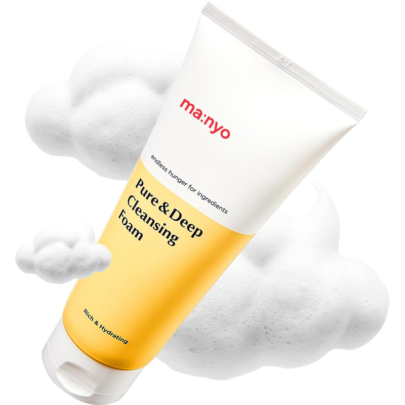 MANYO Pure Deep Cleansing Foam Facial Cleanser for Double Cleansing Pore Cleaner Blackhead Remover Acne Face Wash Korean Skin Care 200ml