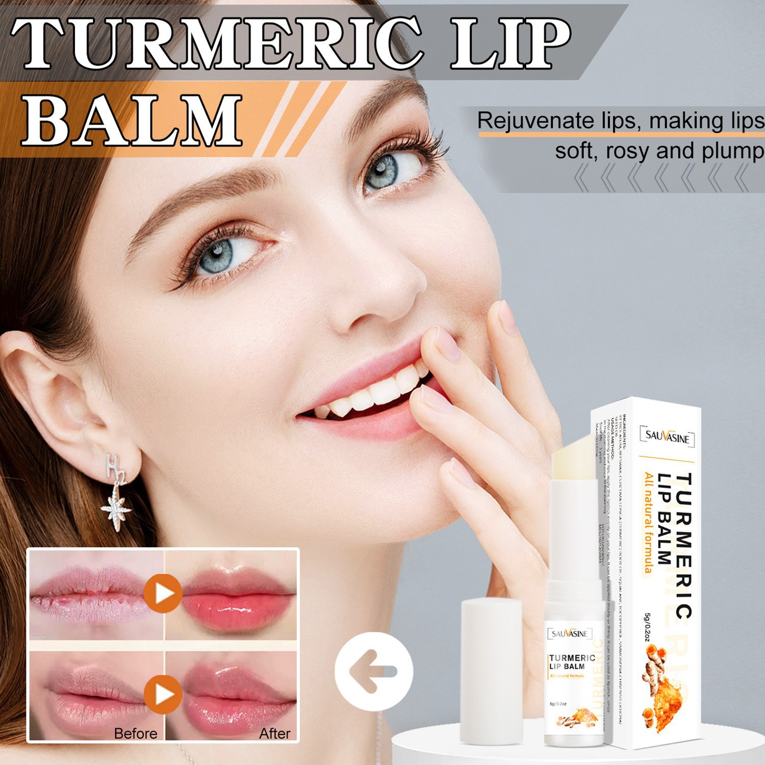 Turmeric Lip Balm Dark Lip Corrector Moisturising Repair for Smooth Hydrated Lips Daily Care Natural