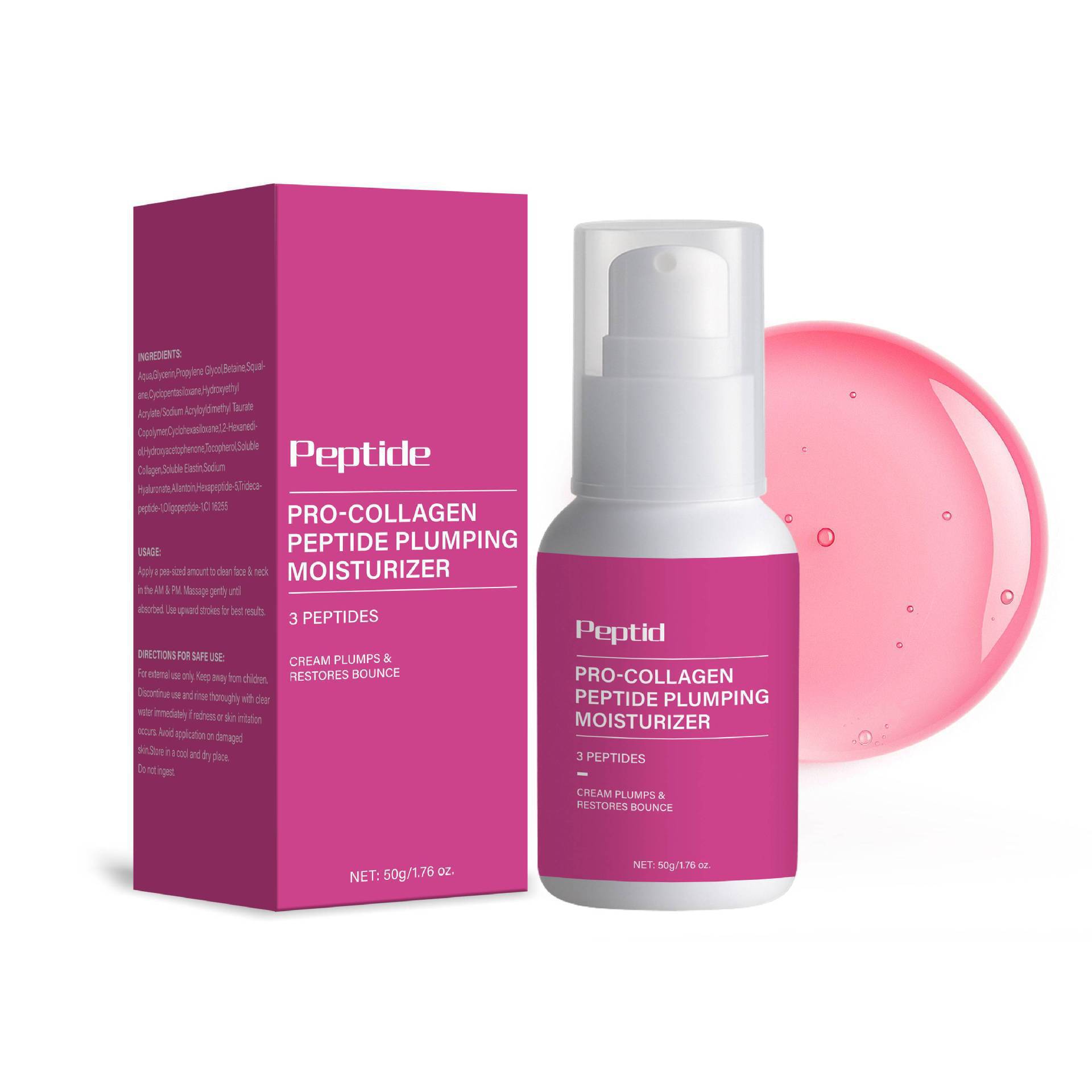 Collagen Peptide Plumping Facial Moisturizing Cream For Firming Hydrating And Daily Anti Aging Skin Care 50g