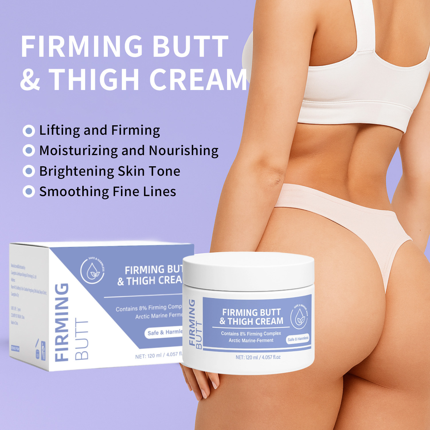 Firming Butt And Thigh Cream Moisturizing Smoothing Skin Tightening Daily Body Care Treatment 120ml