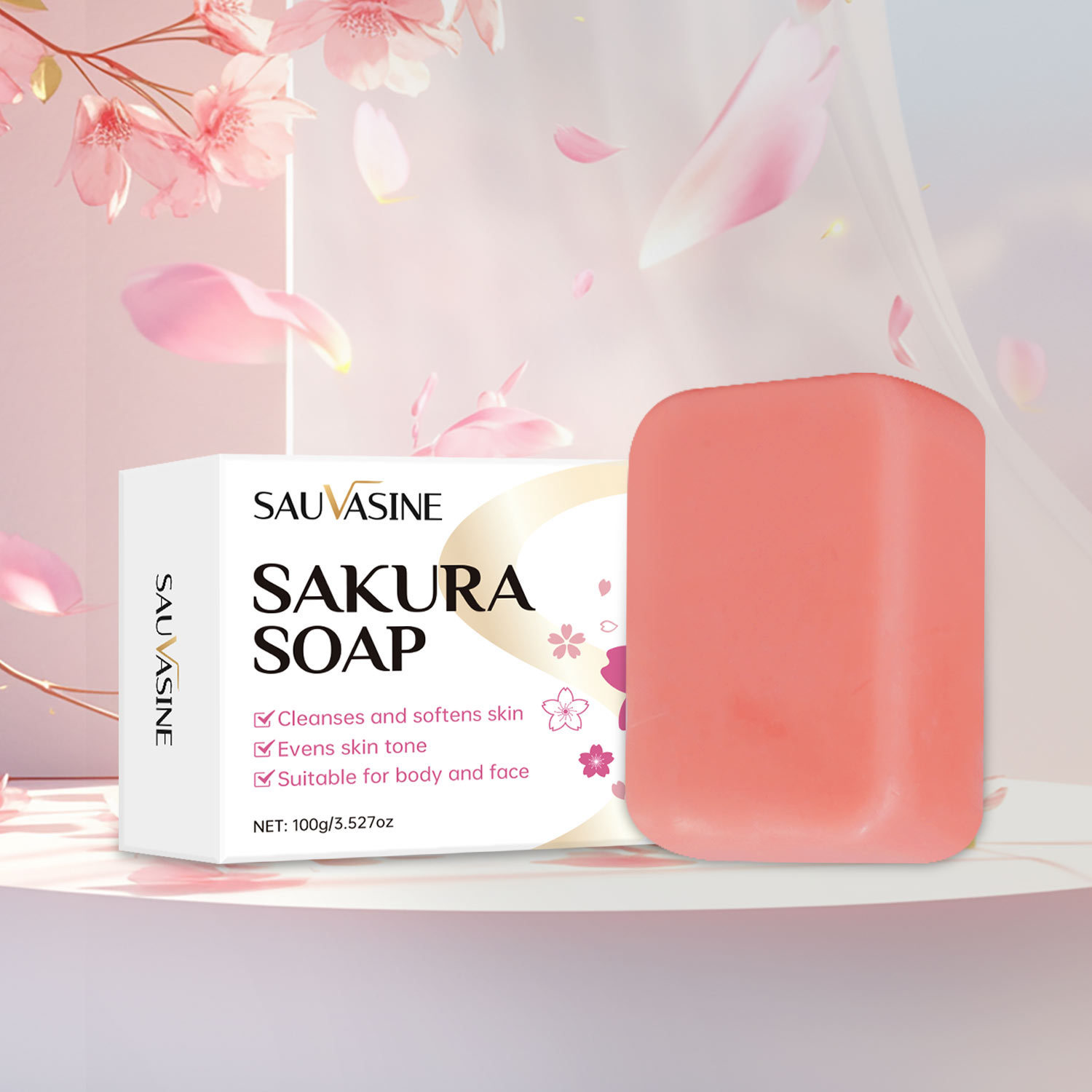 Sakura Soap Bar Gentle Cleansing Moisturizing For Soft Smooth Skin Daily Face And Body Bath Care 100g