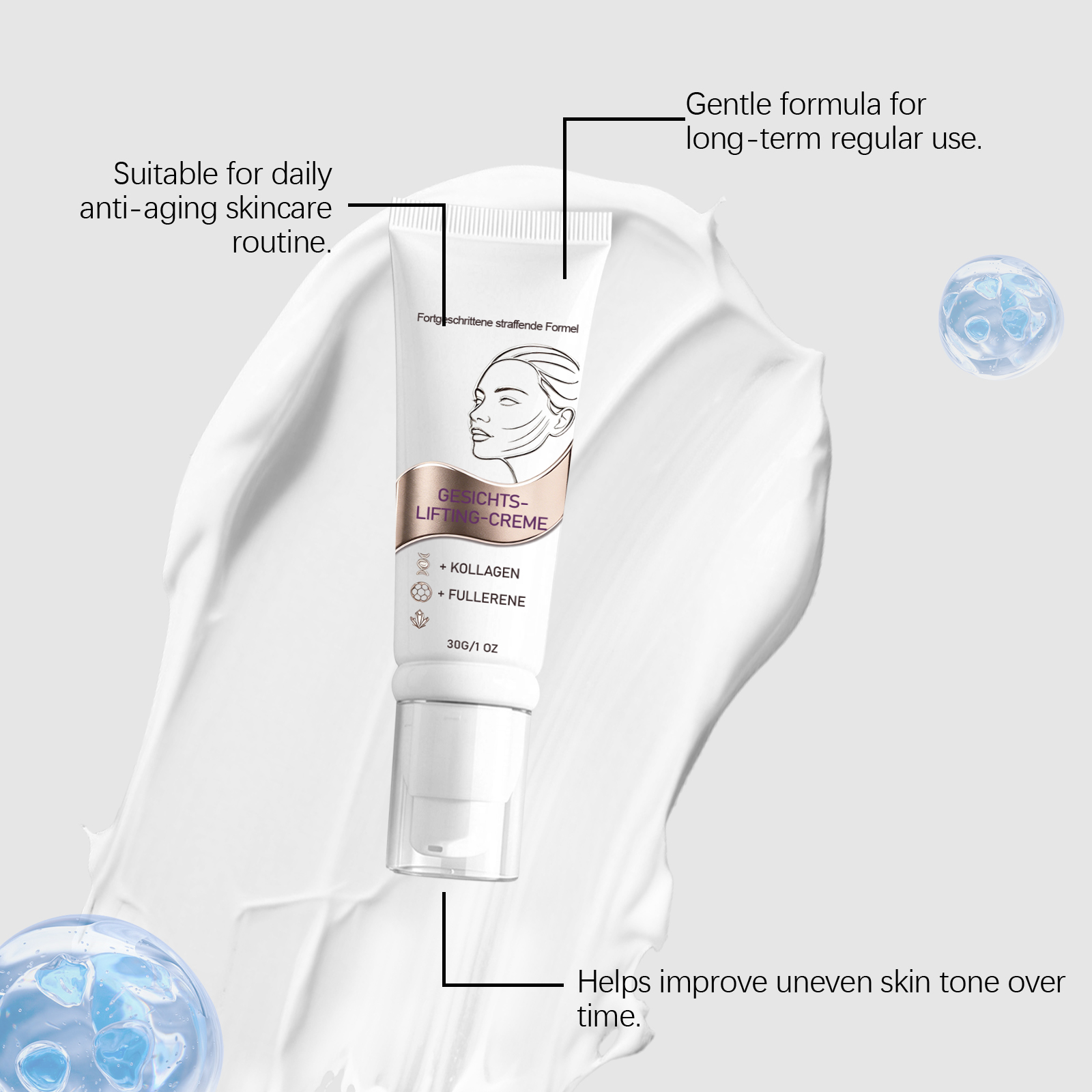 Facial Care Cream Gentle Hydrate Moisturize Elastic Smooth Bright Daily Nourish Face Skin Soft Fine Tender
