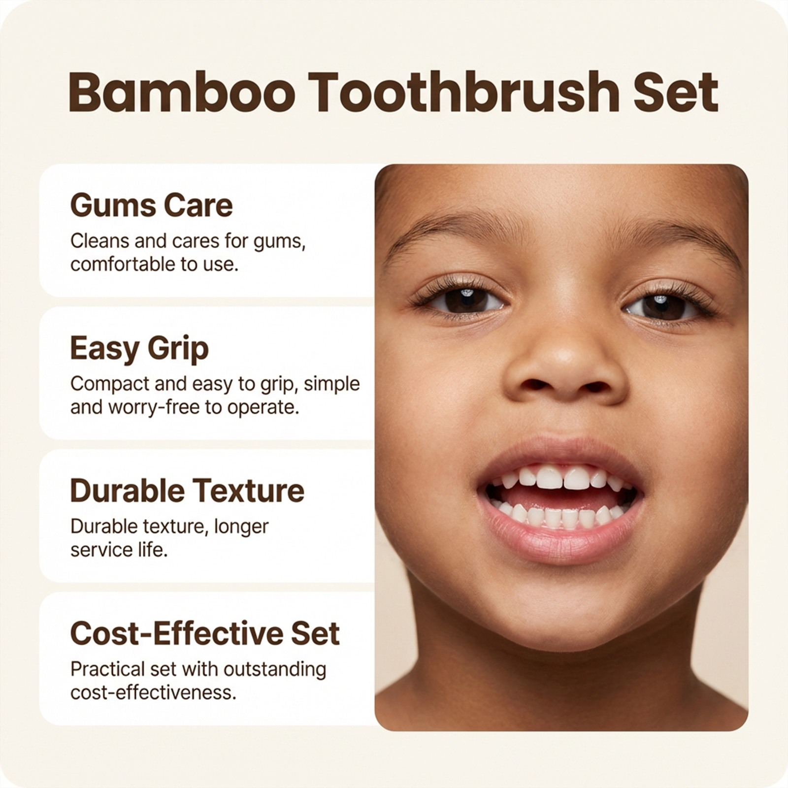 Bamboo Toothbrush Set Gentle Cleansing Manual Lightweight Comfortable Handle For Daily Household Use
