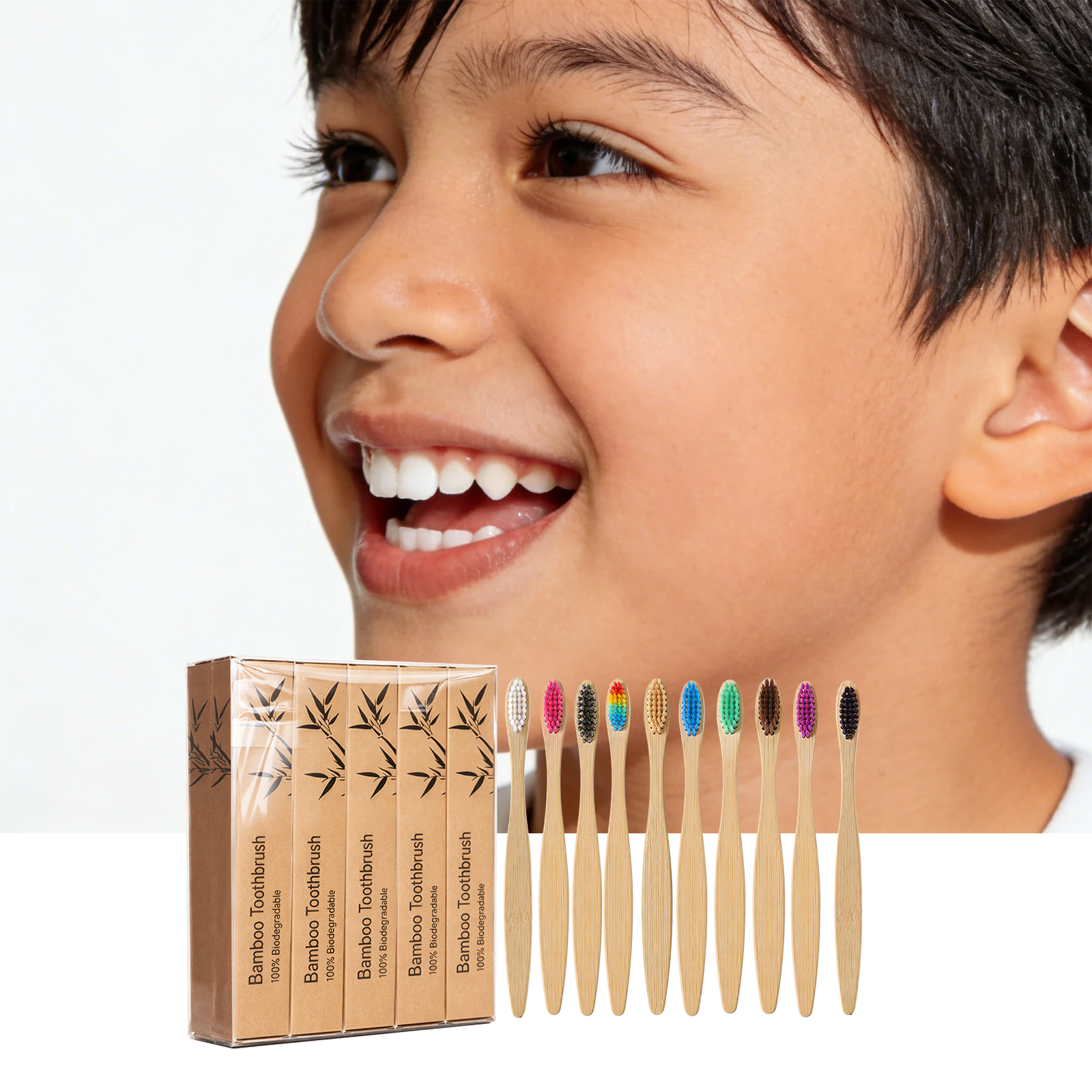 Bamboo Toothbrush Set Gentle Cleansing Manual Lightweight Comfortable Handle For Daily Household Use