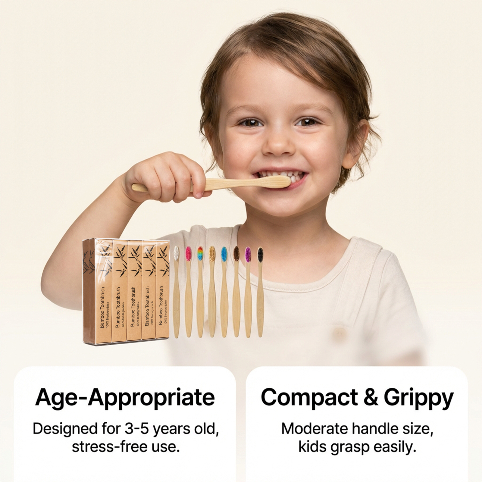Bamboo Toothbrush Set Gentle Cleansing Manual Lightweight Comfortable Handle For Daily Household Use