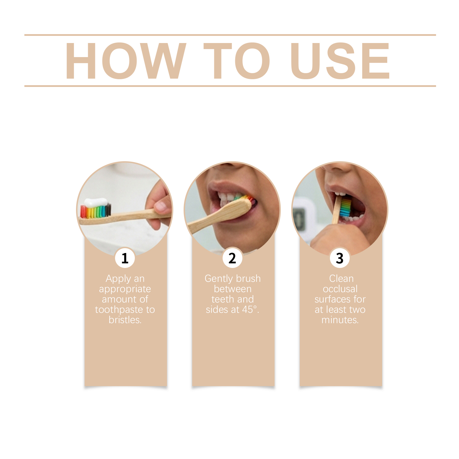 Bamboo Toothbrush Set Gentle Cleansing Manual Lightweight Comfortable Handle For Daily Household Use