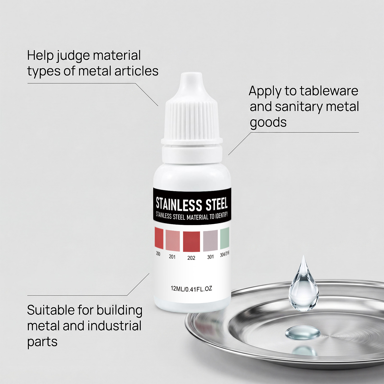 Stainless Steel Identification Liquid Hardware Inspection Fast Color Rendering Industrial Household General Daily Test Distinguish Agent