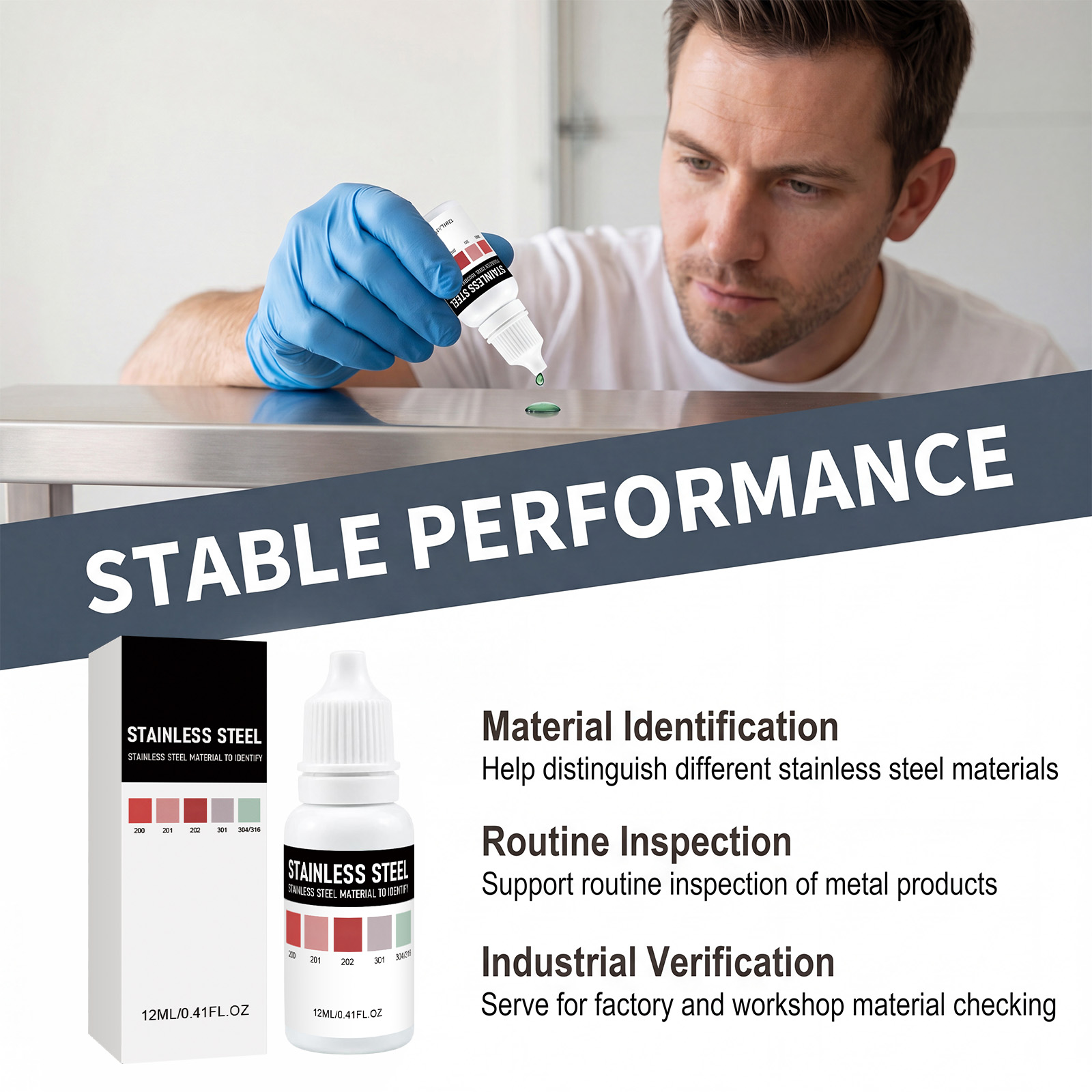 Stainless Steel Identification Liquid Hardware Inspection Fast Color Rendering Industrial Household General Daily Test Distinguish Agent