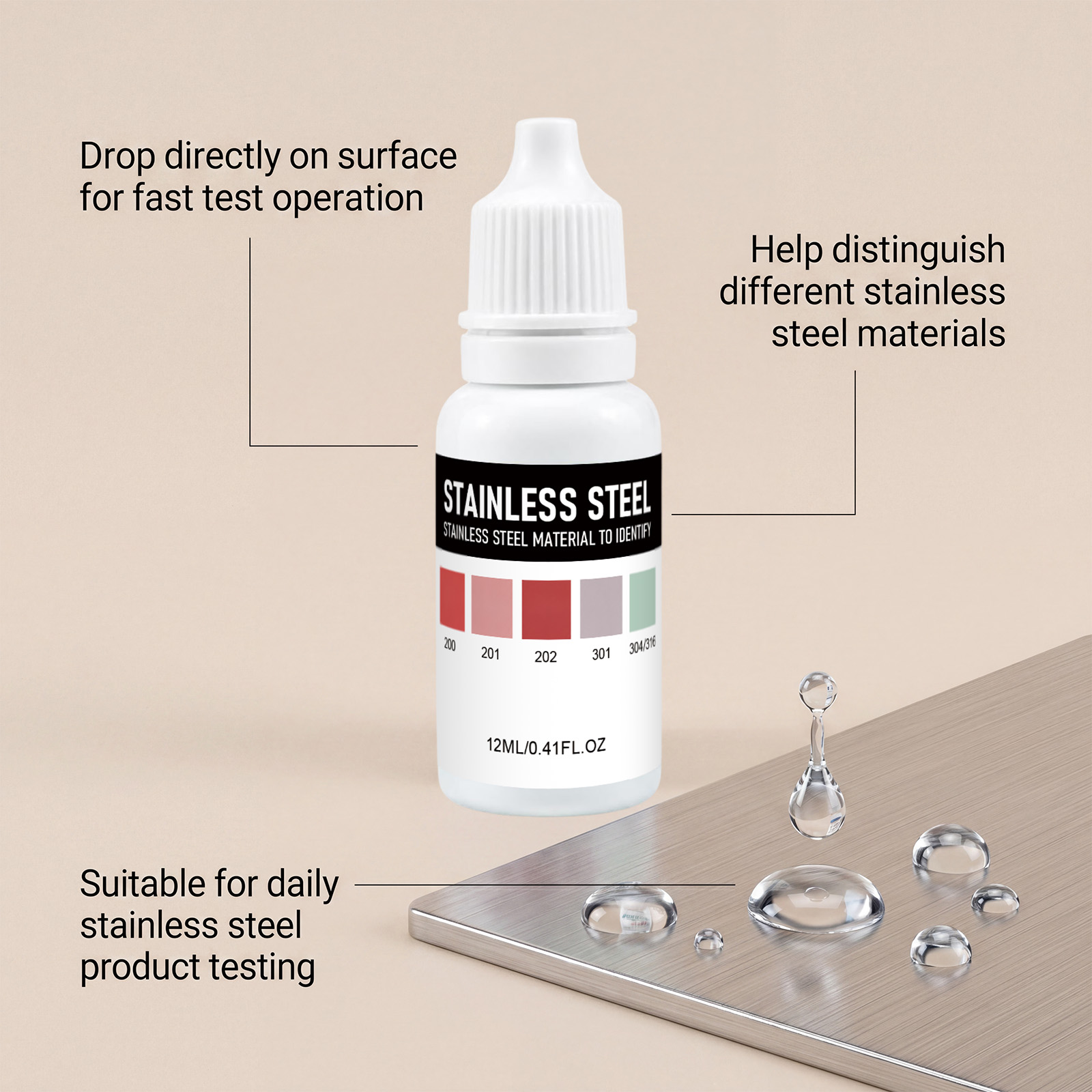 Stainless Steel Identification Liquid Hardware Inspection Fast Color Rendering Industrial Household General Daily Test Distinguish Agent
