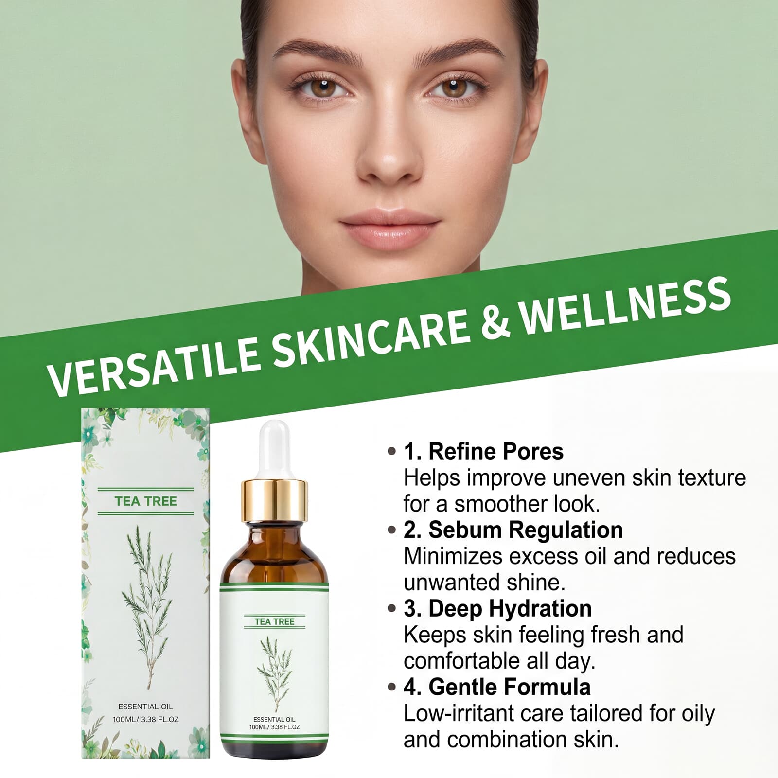 Mild Tea Tree Oil Daily Care Soft Delicate Skin Smooth Comfort Hair Treatment Essence