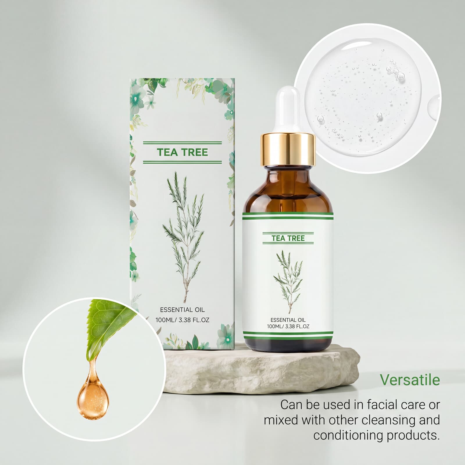 Mild Tea Tree Oil Daily Care Soft Delicate Skin Smooth Comfort Hair Treatment Essence