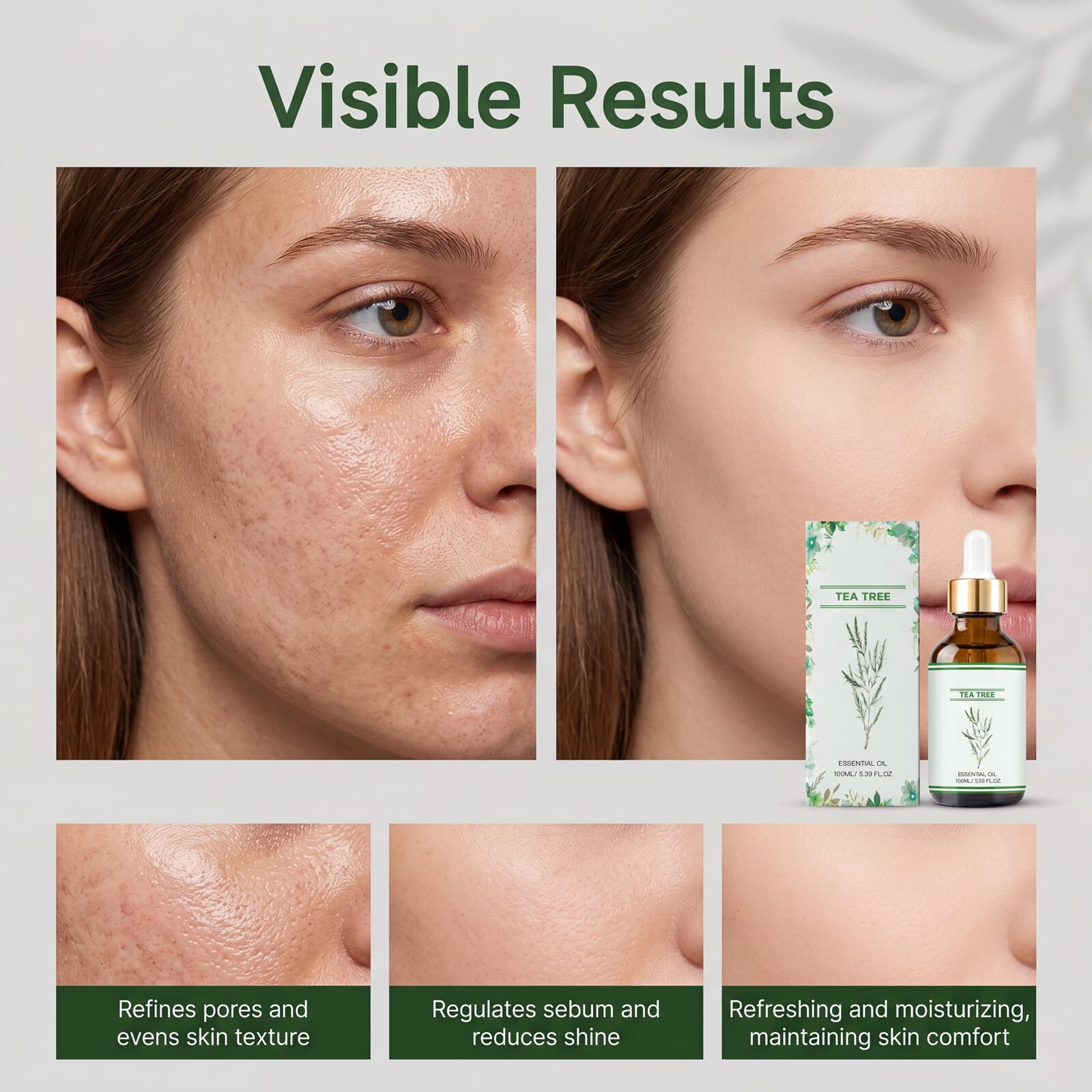 Mild Tea Tree Oil Daily Care Soft Delicate Skin Smooth Comfort Hair Treatment Essence
