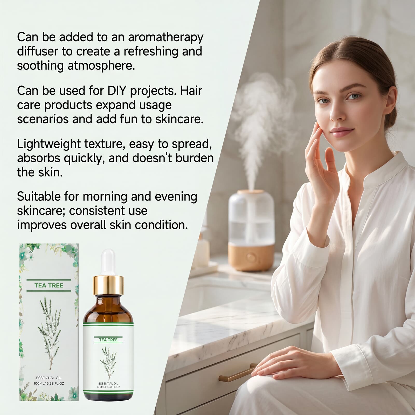 Mild Tea Tree Oil Daily Care Soft Delicate Skin Smooth Comfort Hair Treatment Essence