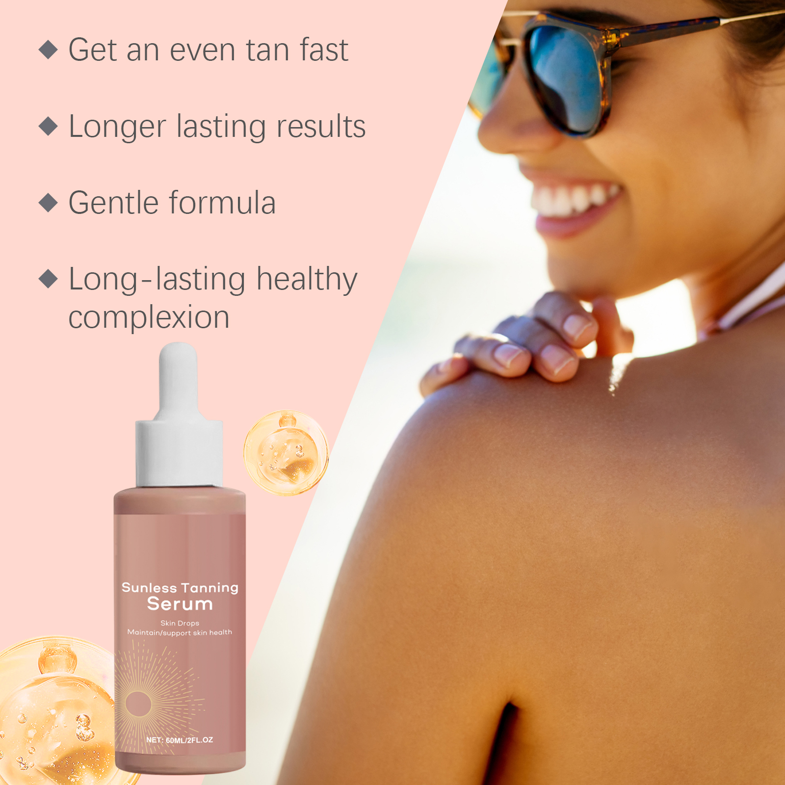 Herbal Self Tanning Essence Liquid Summer Beach Bronzing Wheat Skin Tone Body Moisturizing Care Serum Lotion