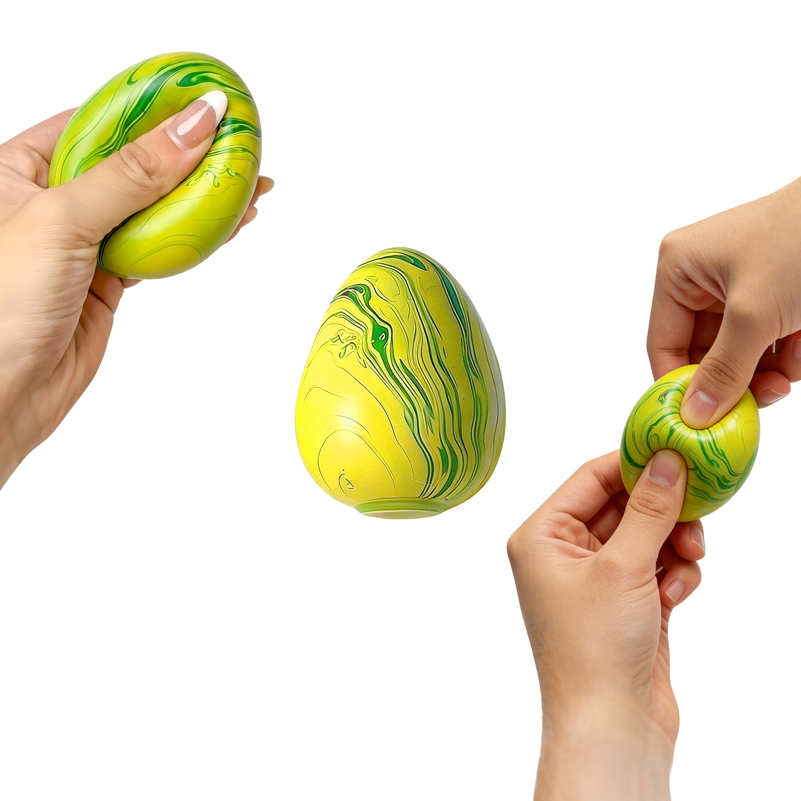 (Green) Imitation Egg Stress Relief Toy Flow Line Squeeze Immersive Relaxation Daily Boredom Essential Plaything Soft Squish Decompress Gadget