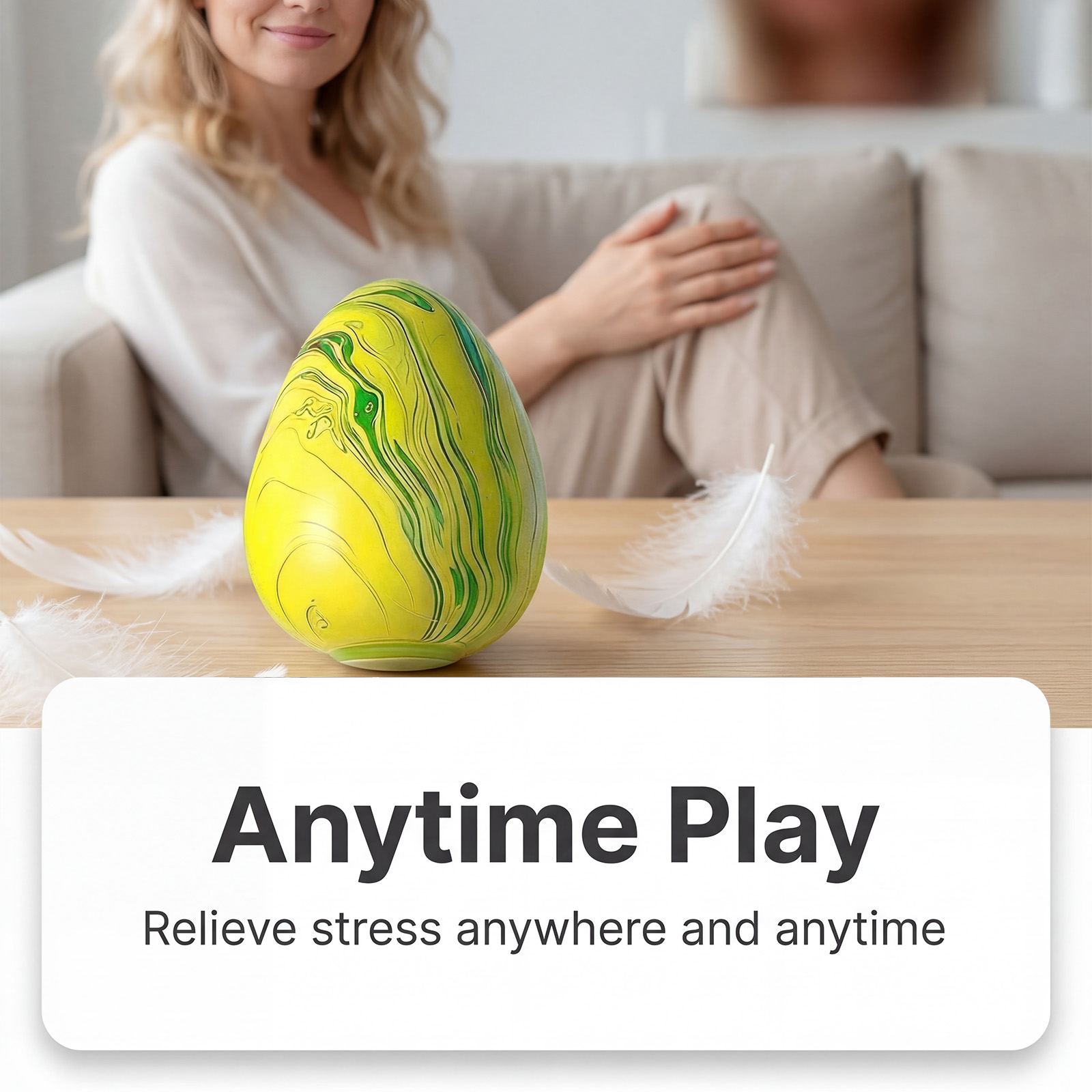 (Green) Imitation Egg Stress Relief Toy Flow Line Squeeze Immersive Relaxation Daily Boredom Essential Plaything Soft Squish Decompress Gadget
