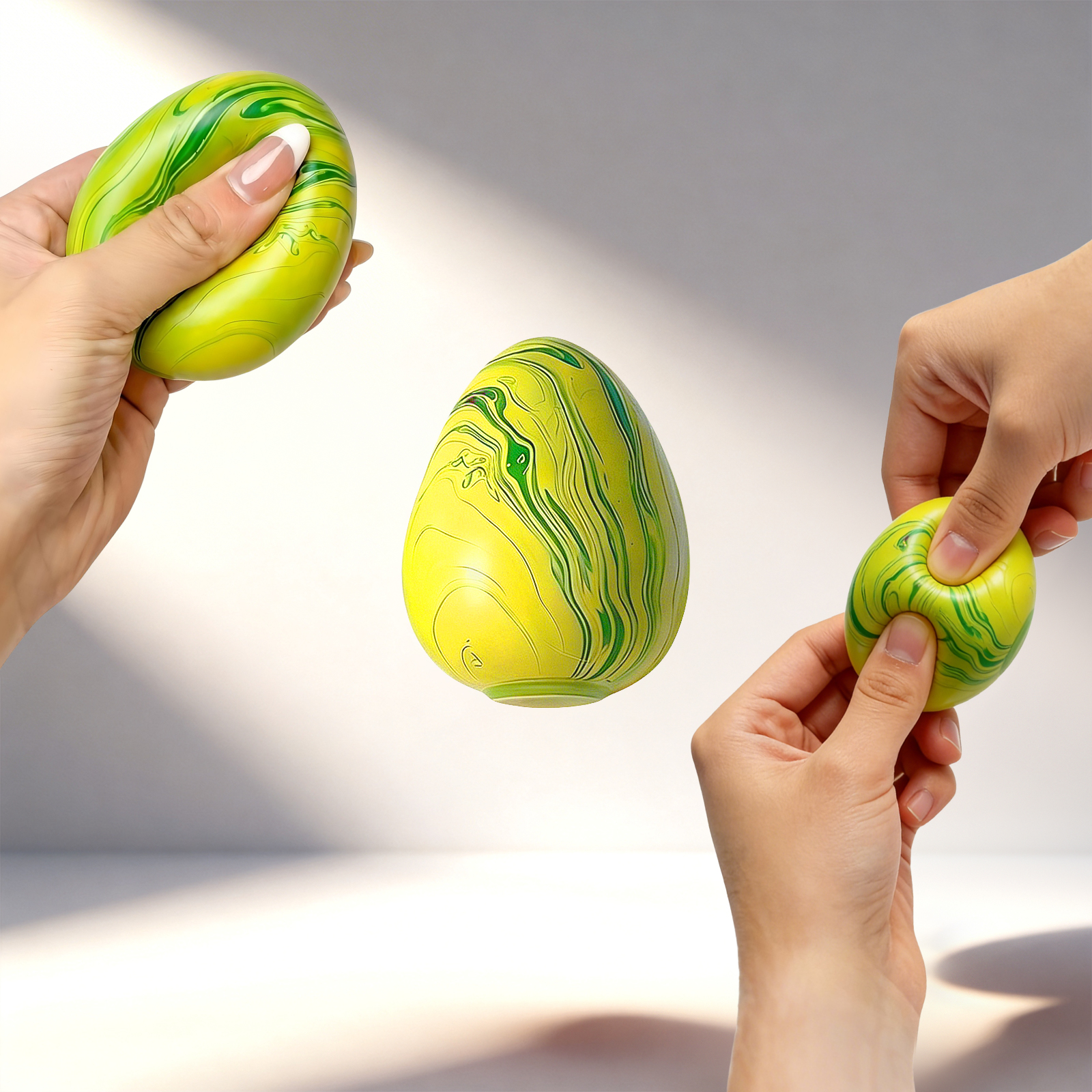 (Green) Imitation Egg Stress Relief Toy Flow Line Squeeze Immersive Relaxation Daily Boredom Essential Plaything Soft Squish Decompress Gadget