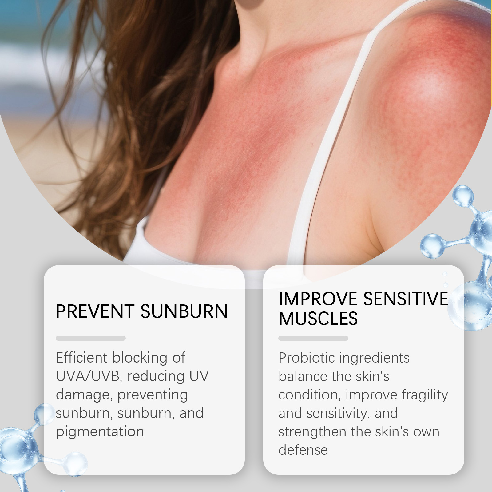Rice Extract Probiotic Hydrating Protection Cream Lightweight Absorbable Nourishing Skin Gentle Comfort Summer Outdoor Care