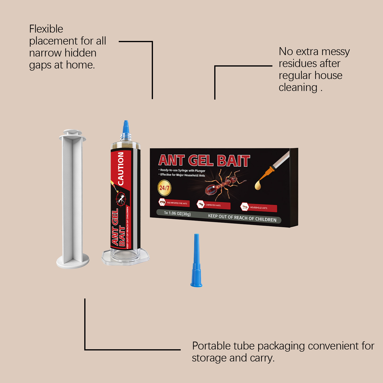 Ant Bait Attractant Pet Family Friendly Easy Operate Kitchen Bathroom Corner Daily Household