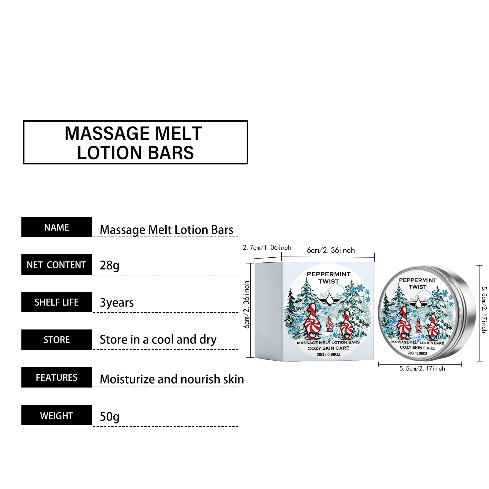 Pine Mint Christmas Body Balm Smooth Texture Hydrating Mild Soft Skin Easy Application