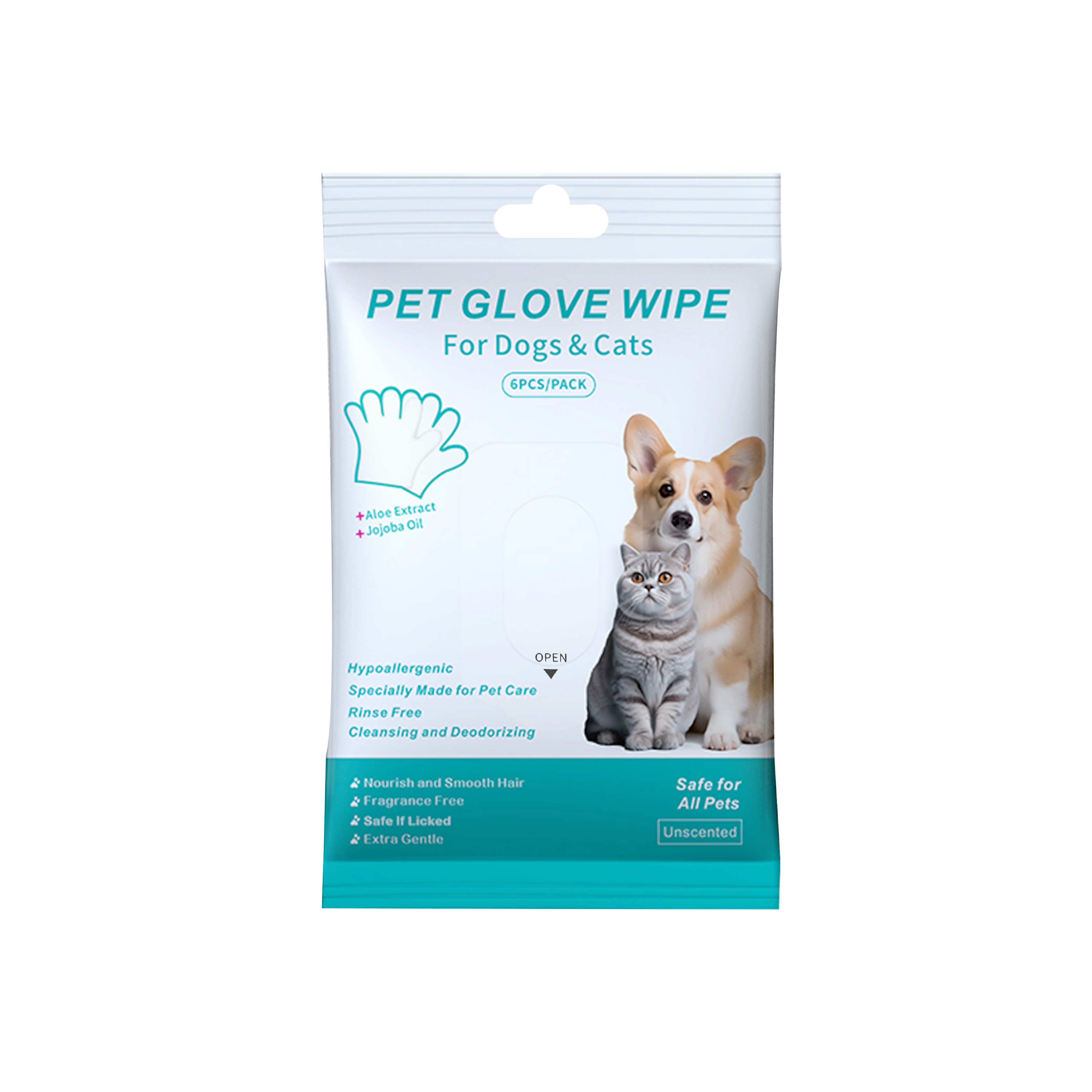 Pet No Rinse Glove Wipes Convenient Clean Soft Skin Friendly Care For Cats And Dogs