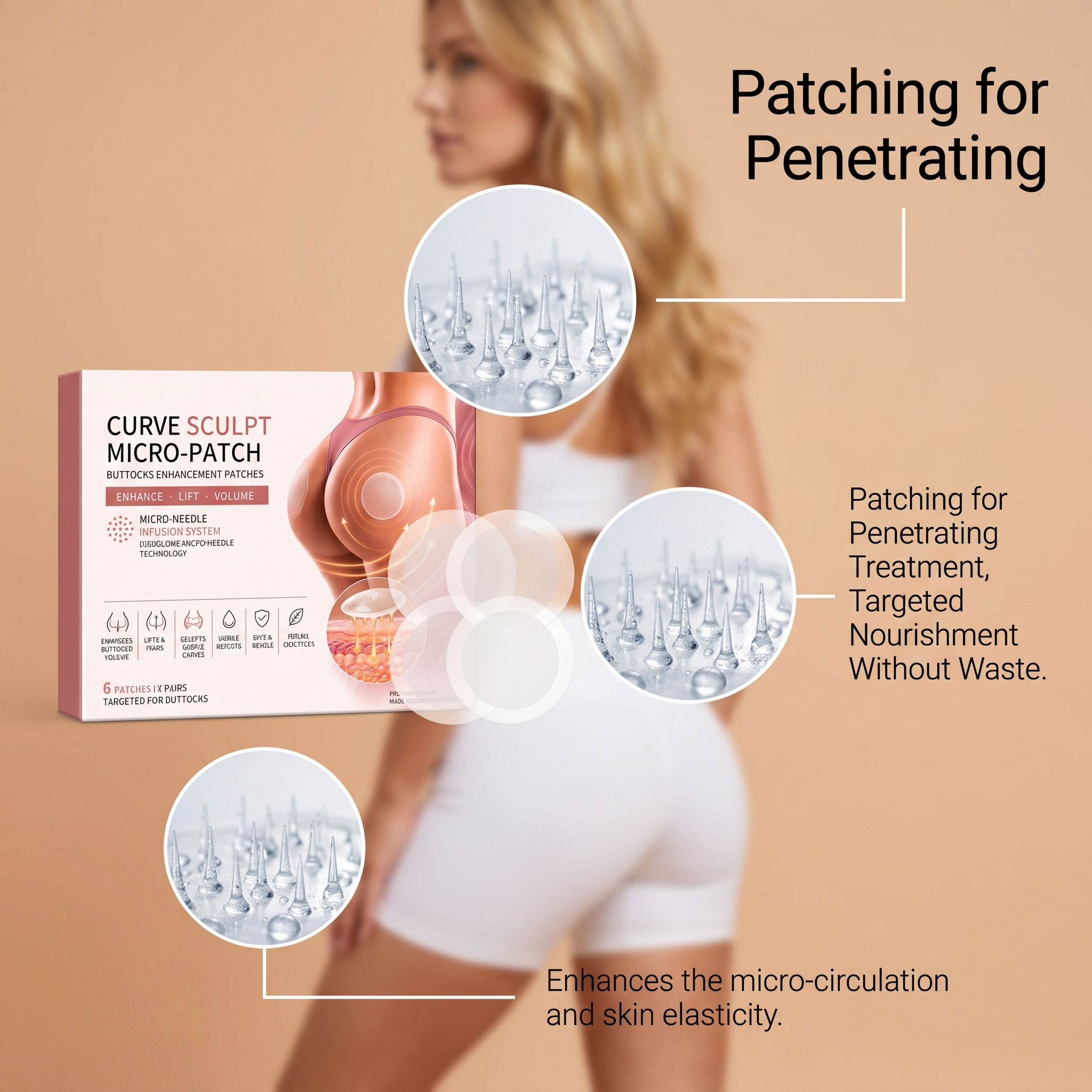 Buttock Skin Care Patch Mild Delicate Soft Moist Gentle Absorbable Protect Hip Muscle Shape Contour