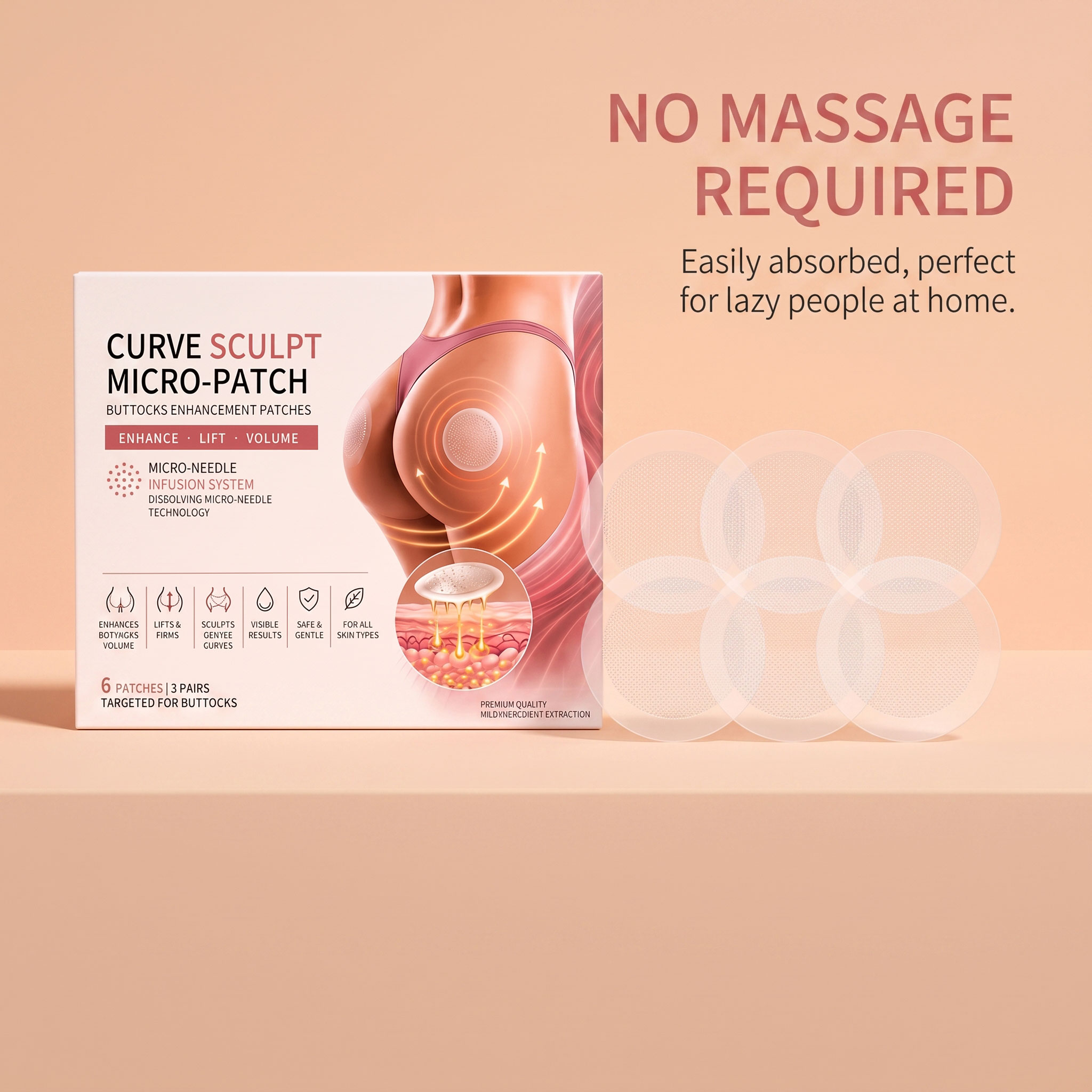 Buttock Skin Care Patch Mild Delicate Soft Moist Gentle Absorbable Protect Hip Muscle Shape Contour
