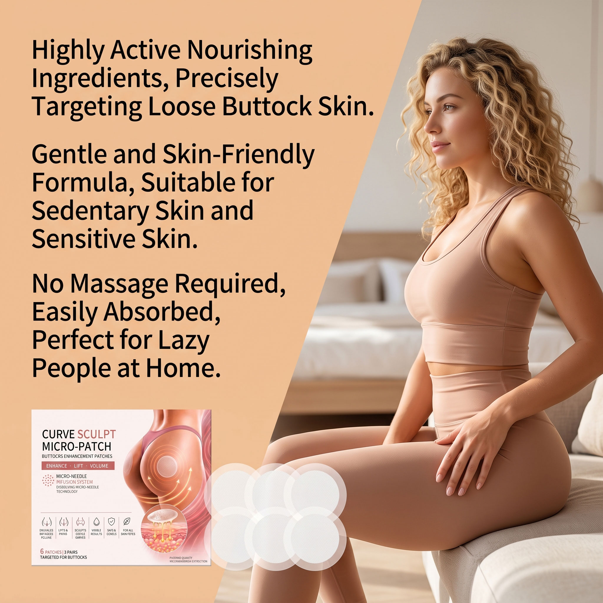 Buttock Skin Care Patch Mild Delicate Soft Moist Gentle Absorbable Protect Hip Muscle Shape Contour