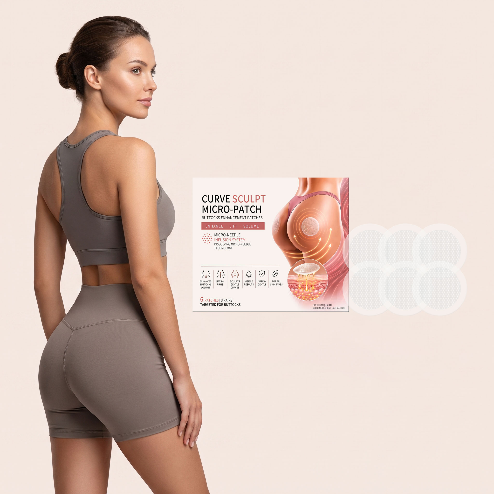 Buttock Skin Care Patch Mild Delicate Soft Moist Gentle Absorbable Protect Hip Muscle Shape Contour
