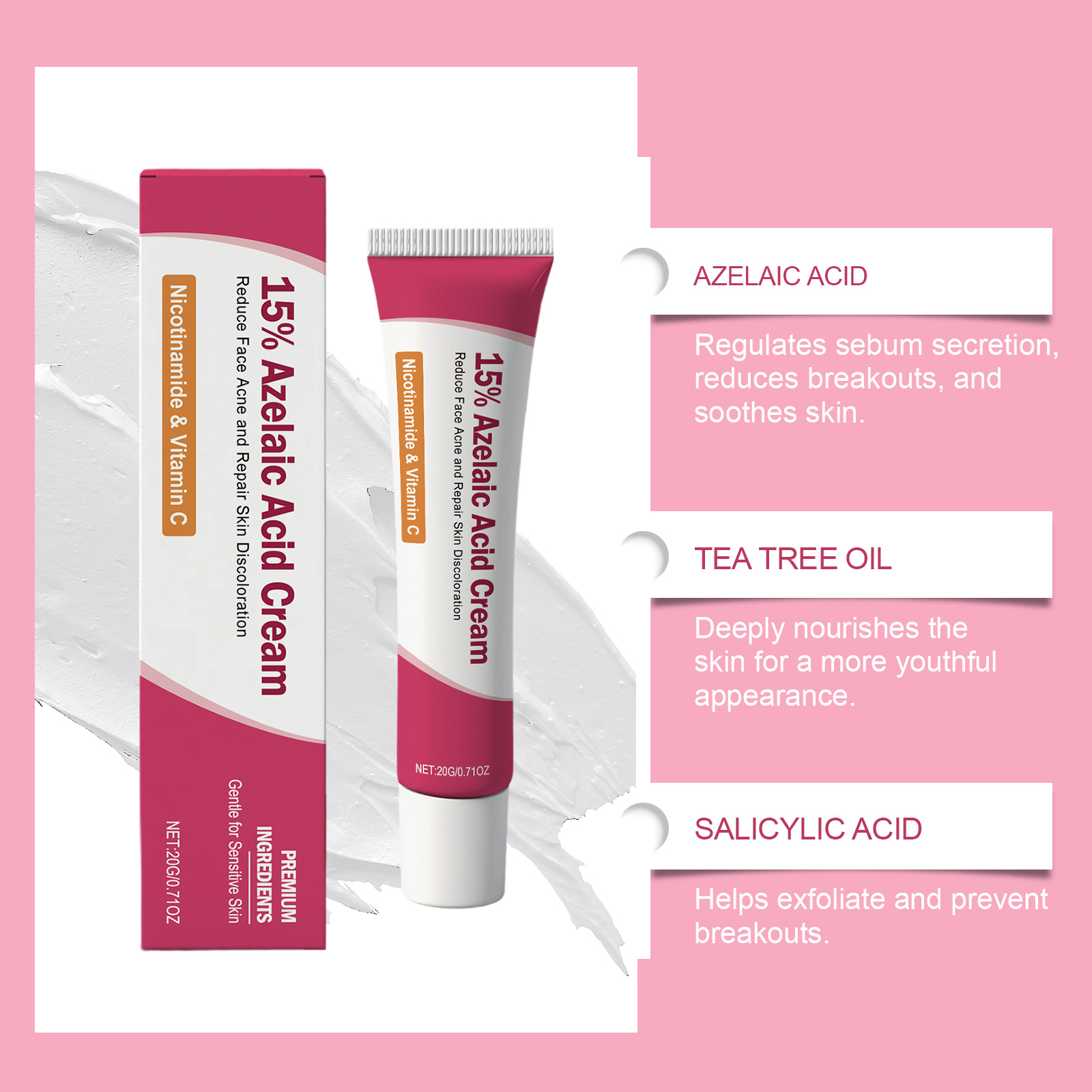 Facial Care Essence Cream Herbal Ingredients Mild Comfort Clean Facial Acne Skin Delicate Smooth