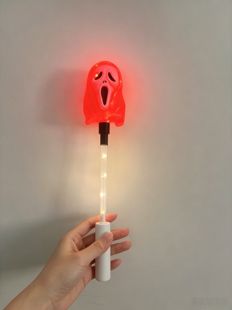 5PCS Halloween Ghost Wand LED Light-Up Handheld Lamp Warm White 3 Modes for Trick-or-Treating Party Festival Night Parade Decor