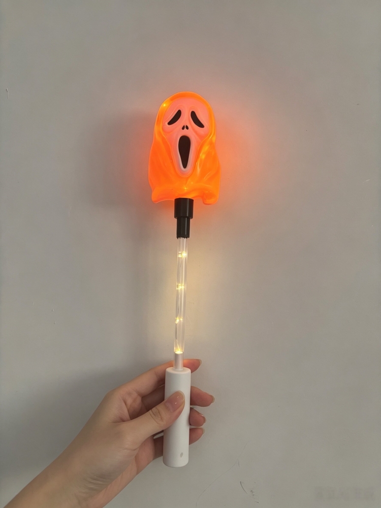 5PCS Halloween Ghost Wand LED Light-Up Handheld Lamp Warm White 3 Modes for Trick-or-Treating Party Festival Night Parade Decor