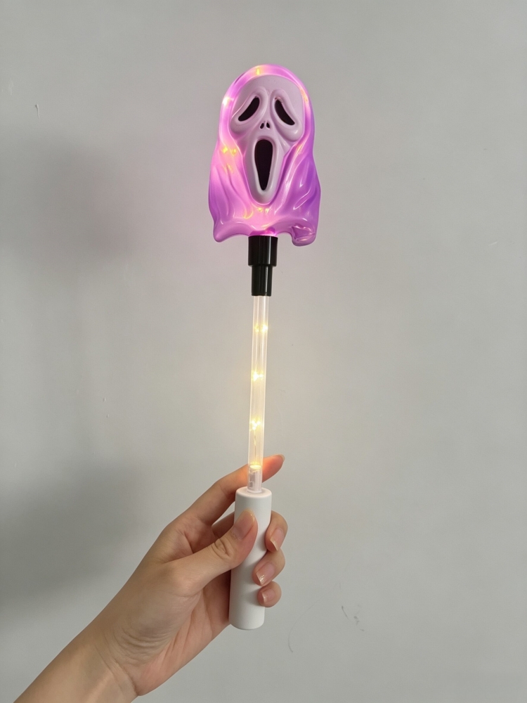 5PCS Halloween Ghost Wand LED Light-Up Handheld Lamp Warm White 3 Modes for Trick-or-Treating Party Festival Night Parade Decor