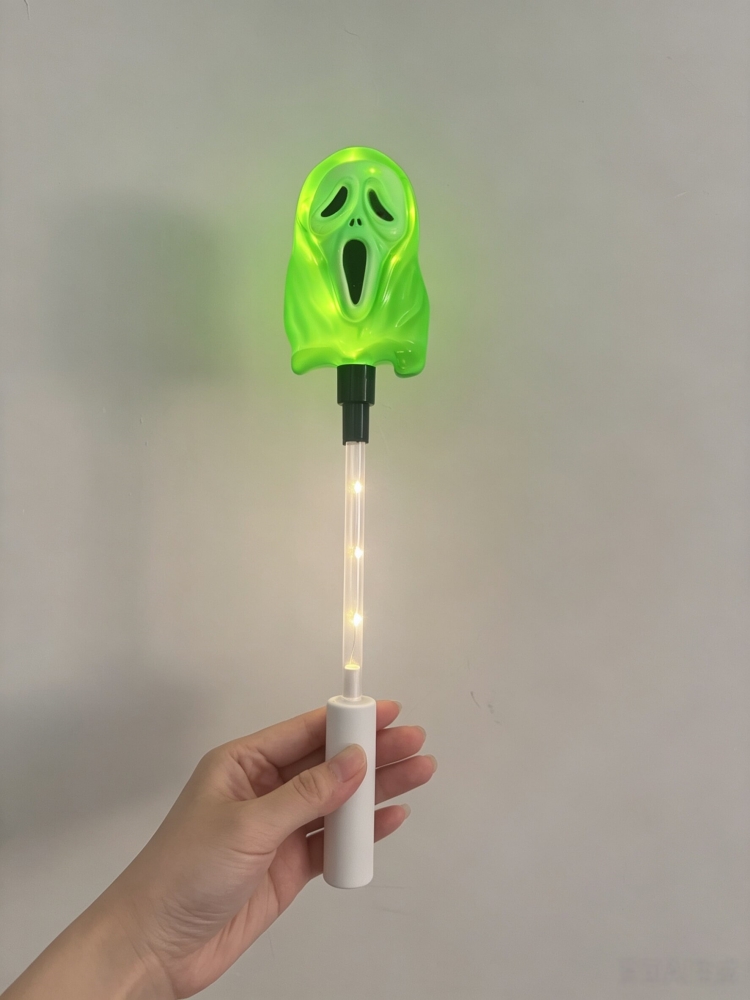 5PCS Halloween Ghost Wand LED Light-Up Handheld Lamp Warm White 3 Modes for Trick-or-Treating Party Festival Night Parade Decor