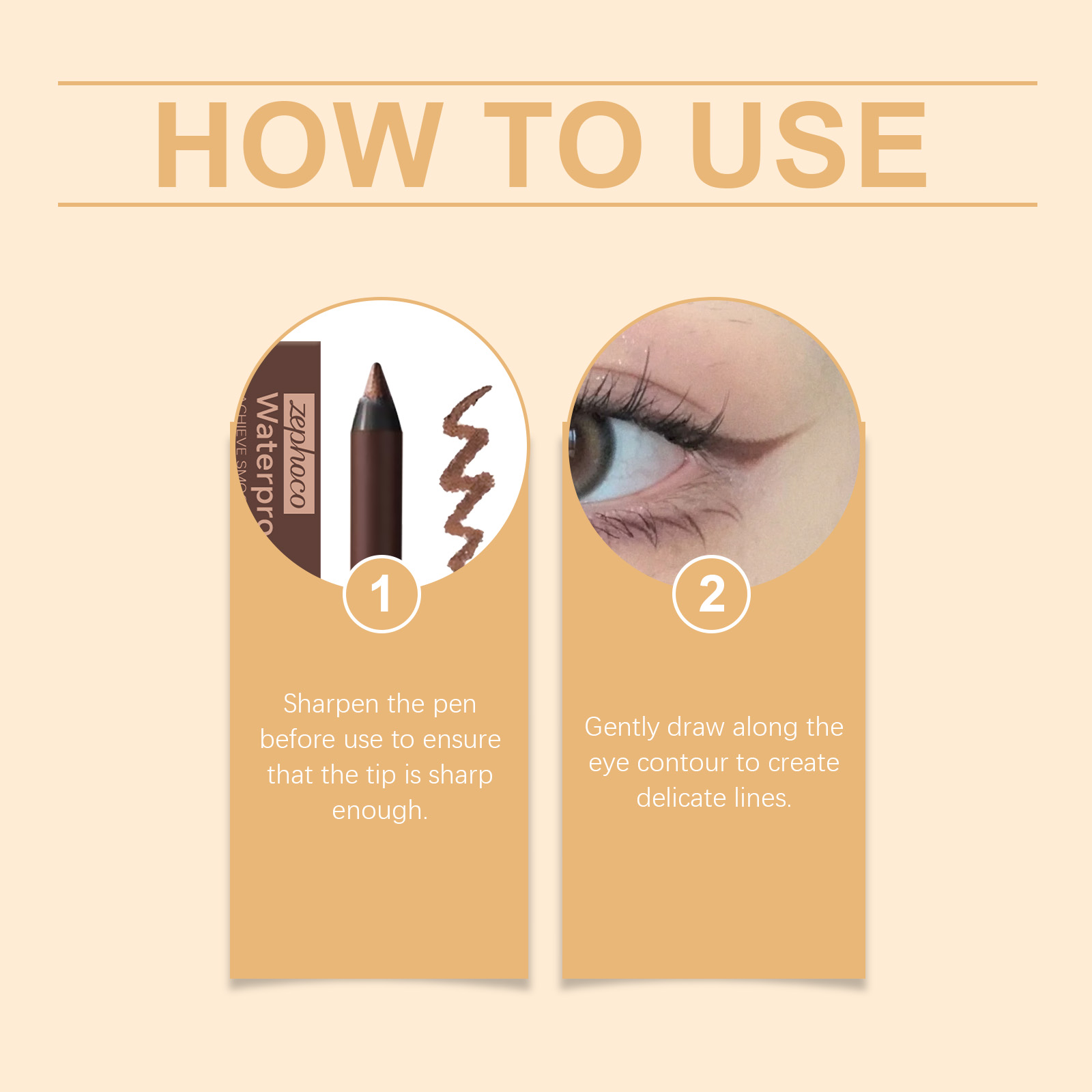 (Black) Waterproof Eyeliner Pen Eye Makeup Waterproof Non Smudge Smooth Fluent Eyeliner Gel Pencil Cosmetic For Eyes