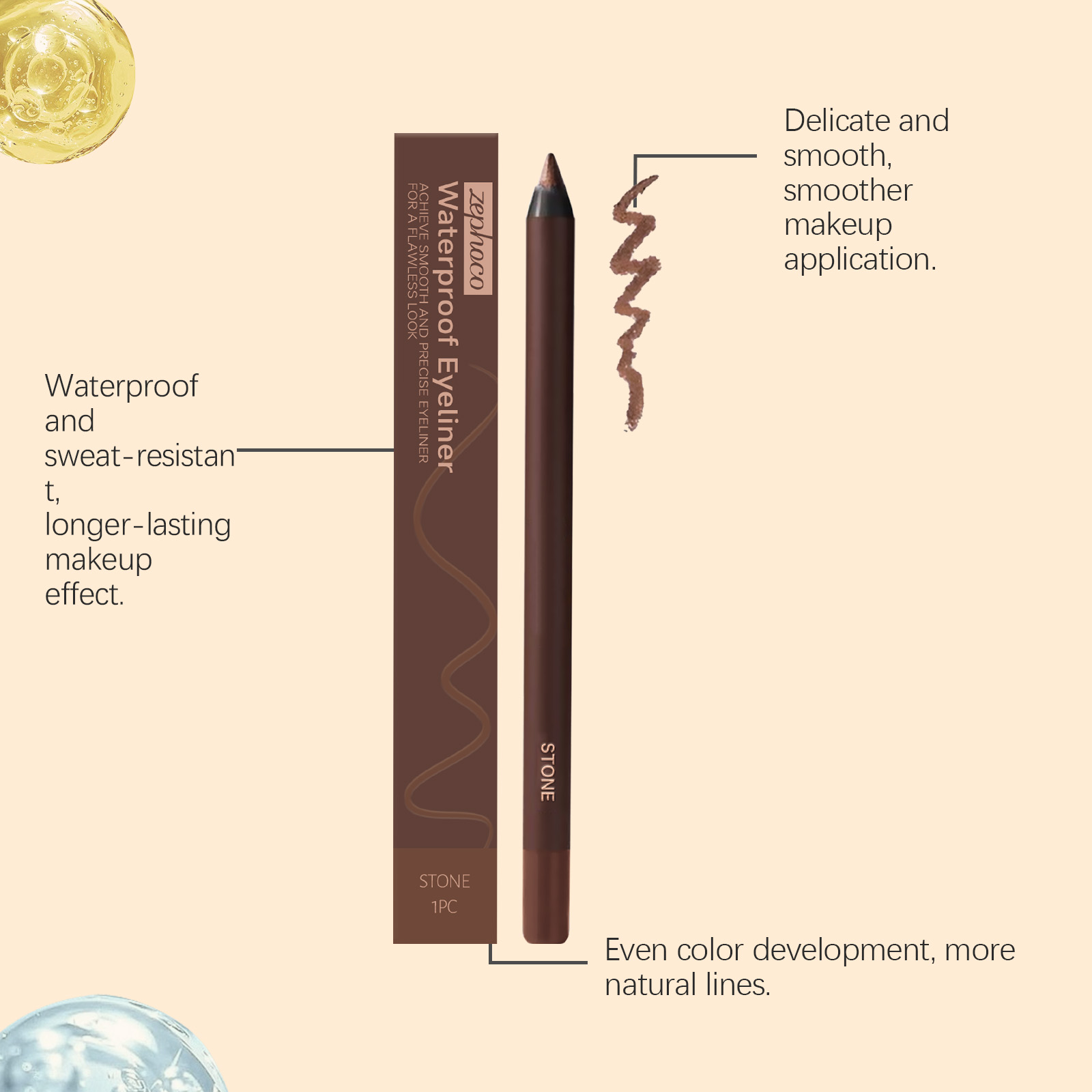 (Black) Waterproof Eyeliner Pen Eye Makeup Waterproof Non Smudge Smooth Fluent Eyeliner Gel Pencil Cosmetic For Eyes