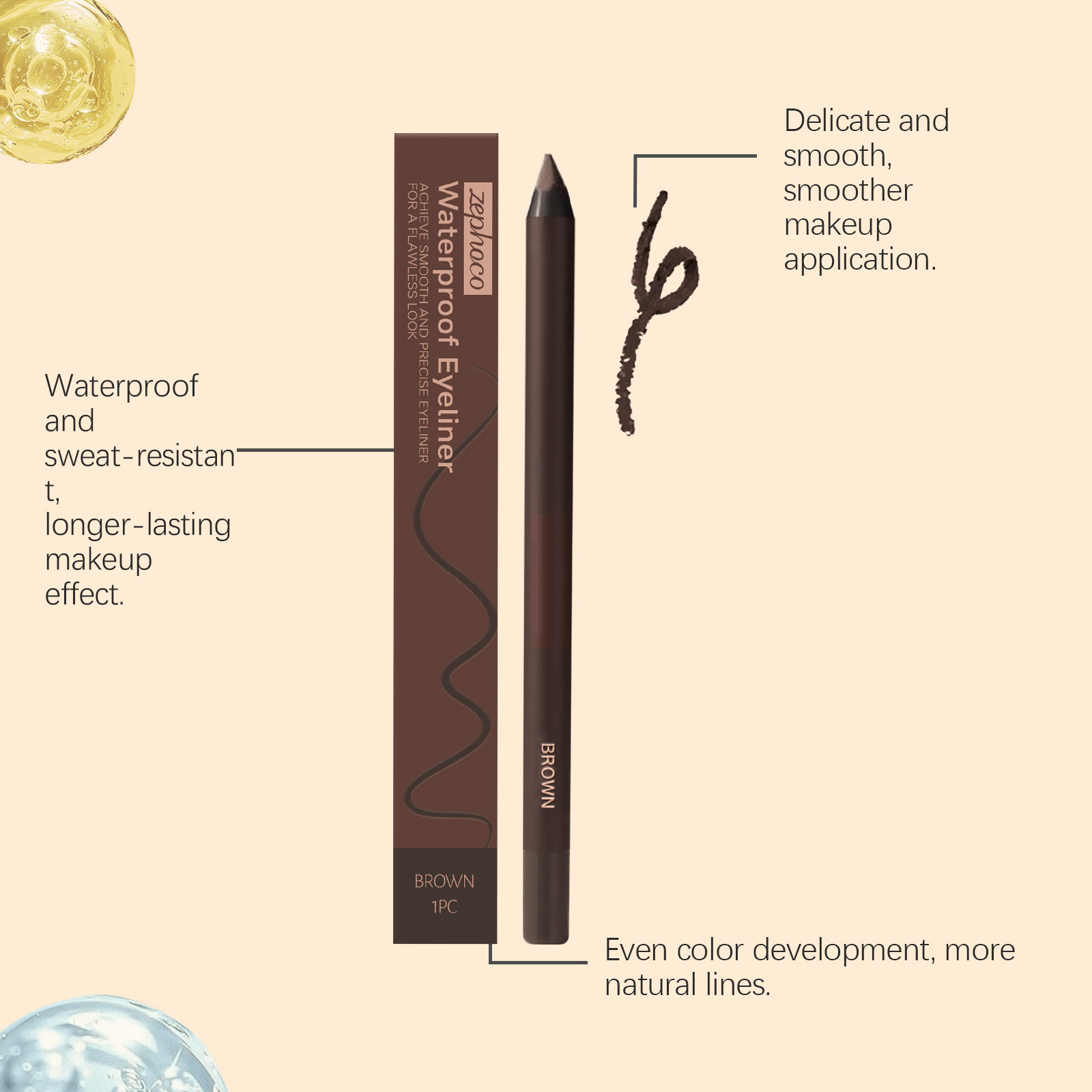 (Black) Waterproof Eyeliner Pen Eye Makeup Waterproof Non Smudge Smooth Fluent Eyeliner Gel Pencil Cosmetic For Eyes