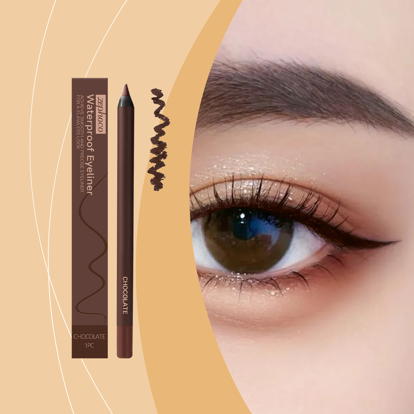 (Black) Waterproof Eyeliner Pen Eye Makeup Waterproof Non Smudge Smooth Fluent Eyeliner Gel Pencil Cosmetic For Eyes