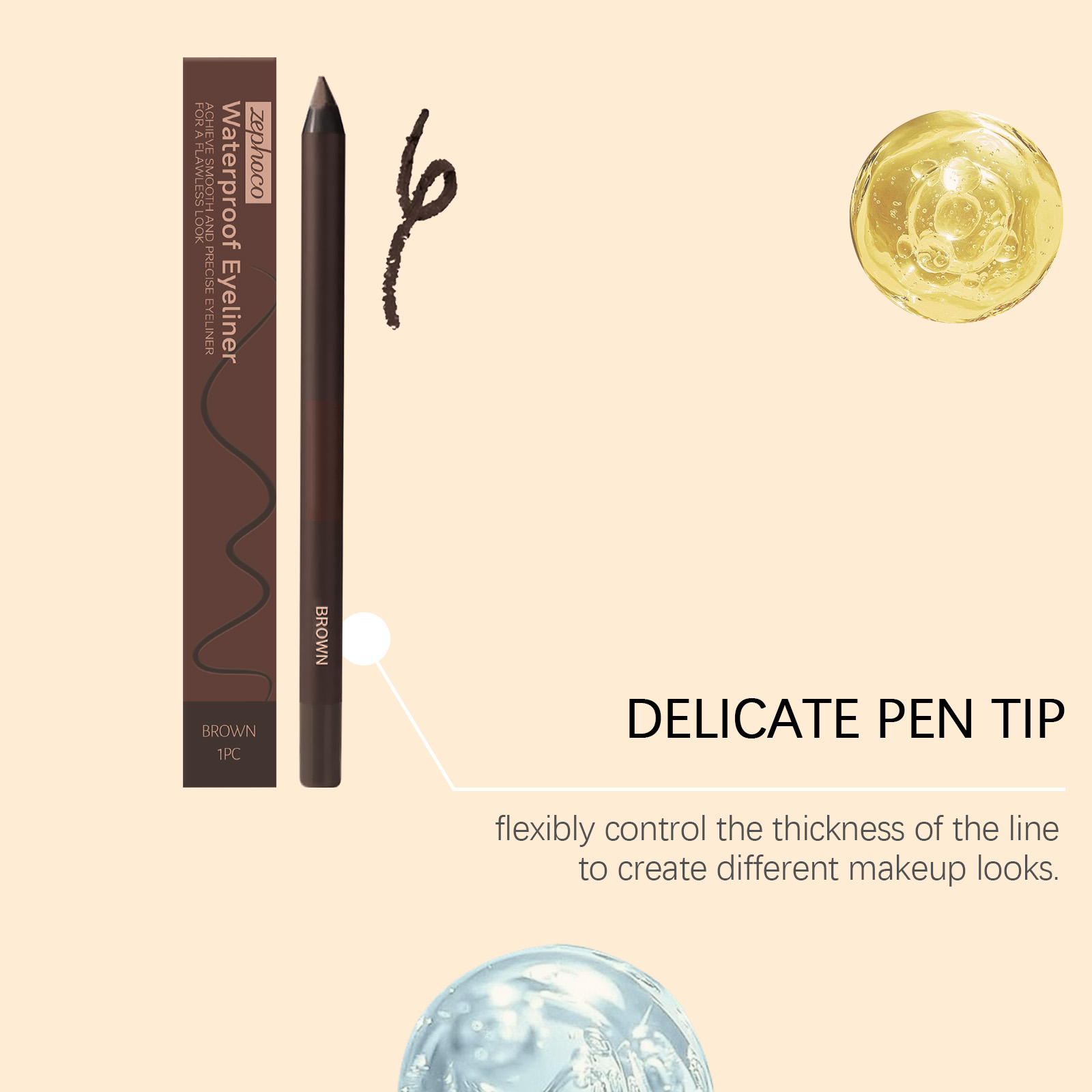 (Black) Waterproof Eyeliner Pen Eye Makeup Waterproof Non Smudge Smooth Fluent Eyeliner Gel Pencil Cosmetic For Eyes