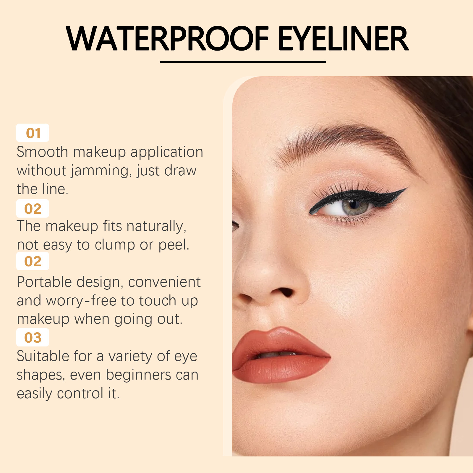 (Black) Waterproof Eyeliner Pen Eye Makeup Waterproof Non Smudge Smooth Fluent Eyeliner Gel Pencil Cosmetic For Eyes