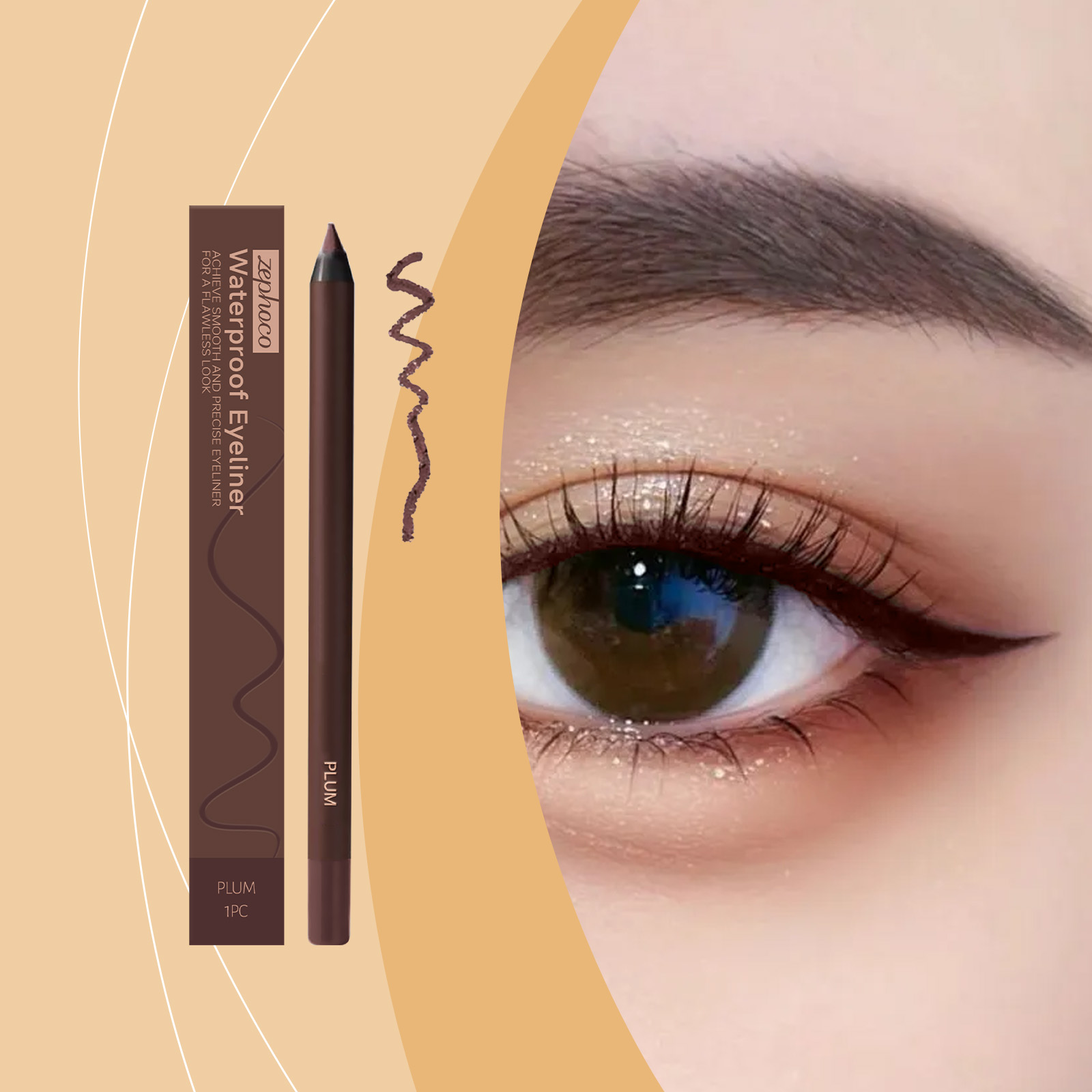 (Black) Waterproof Eyeliner Pen Eye Makeup Waterproof Non Smudge Smooth Fluent Eyeliner Gel Pencil Cosmetic For Eyes