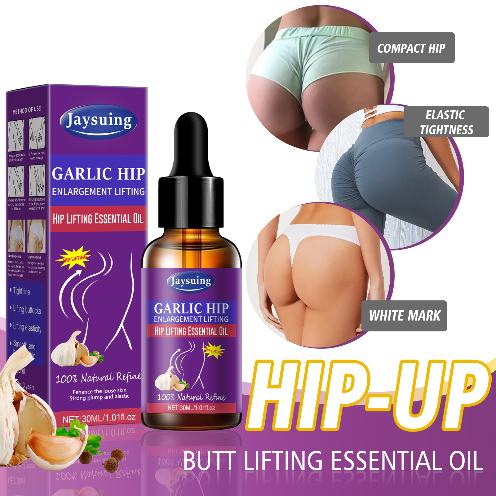 Garlic Essential Oil Gentle Refreshing Non Sticky Portable Care Liquid Hip Care Massage Essential Oil