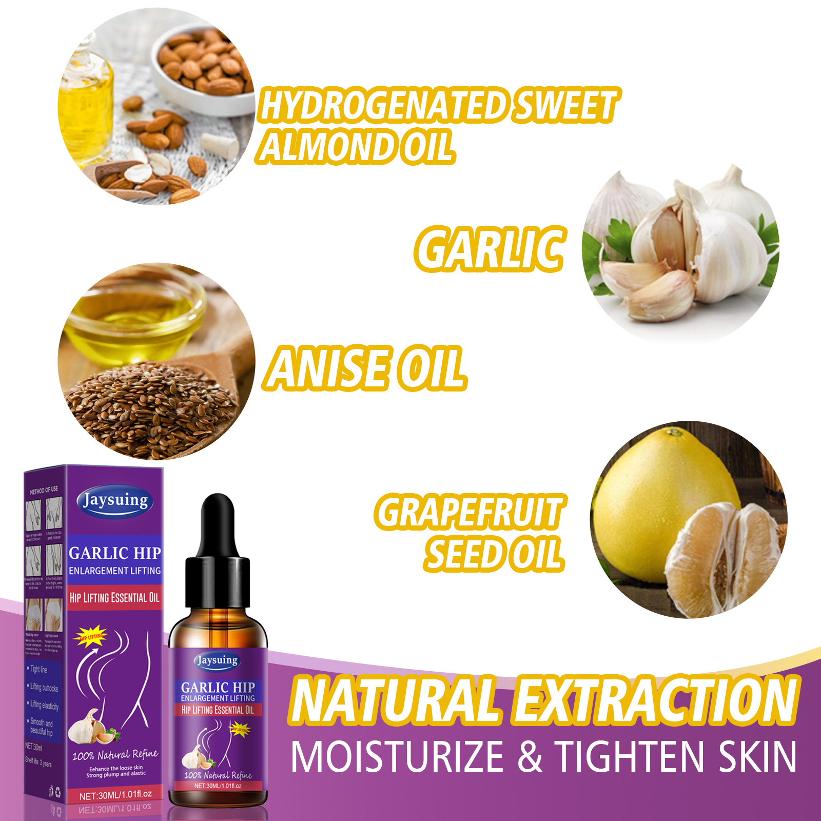 Garlic Essential Oil Gentle Refreshing Non Sticky Portable Care Liquid Hip Care Massage Essential Oil