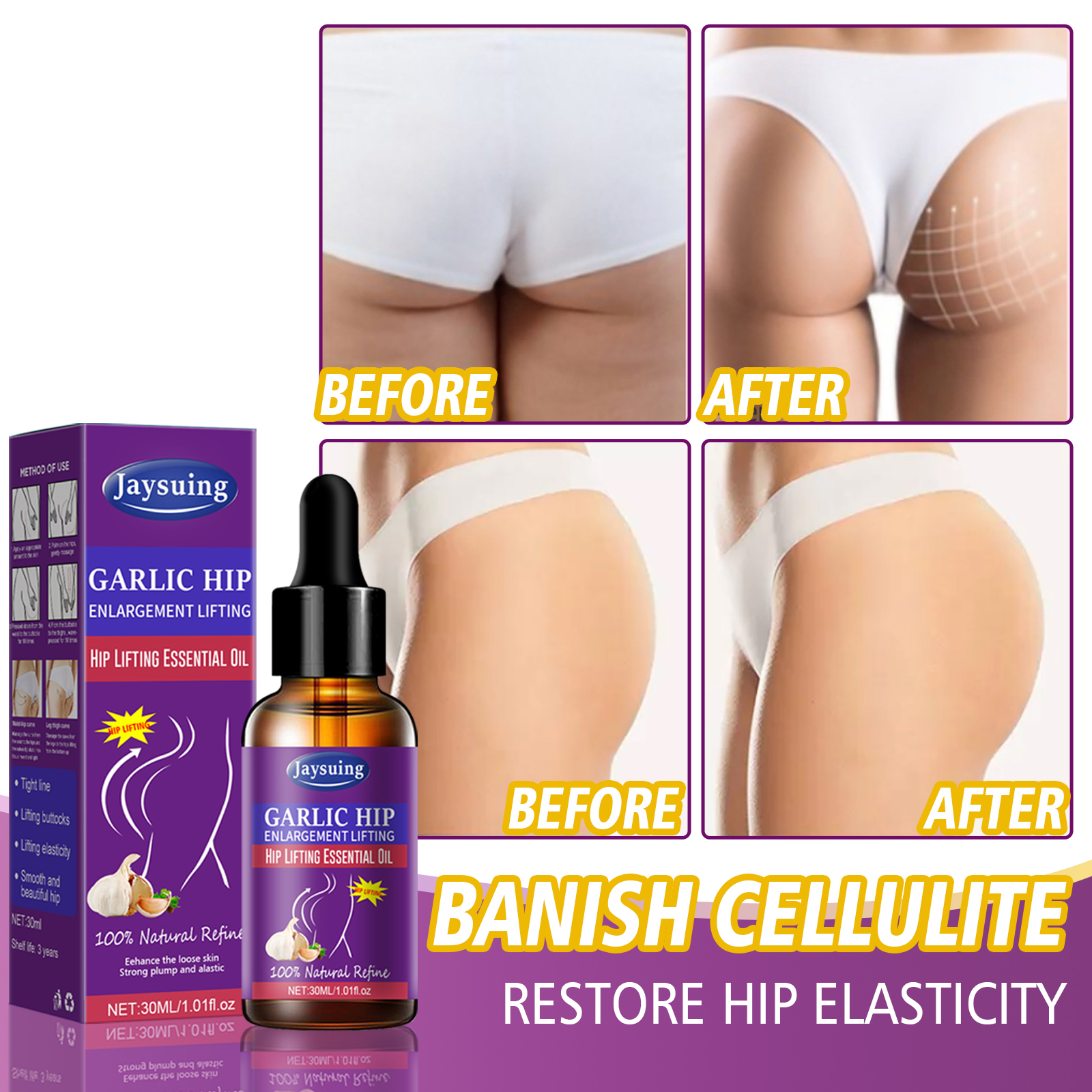 Garlic Essential Oil Gentle Refreshing Non Sticky Portable Care Liquid Hip Care Massage Essential Oil