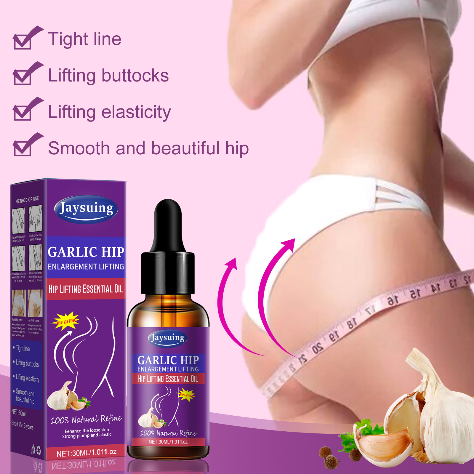 Garlic Essential Oil Gentle Refreshing Non Sticky Portable Care Liquid Hip Care Massage Essential Oil