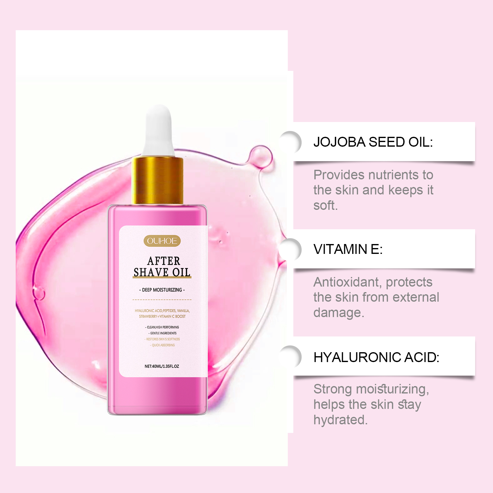 Strawberry Flavored Hair Removal After Shave Care Oil Mild Moisturizing Soft Delicate Skin Care