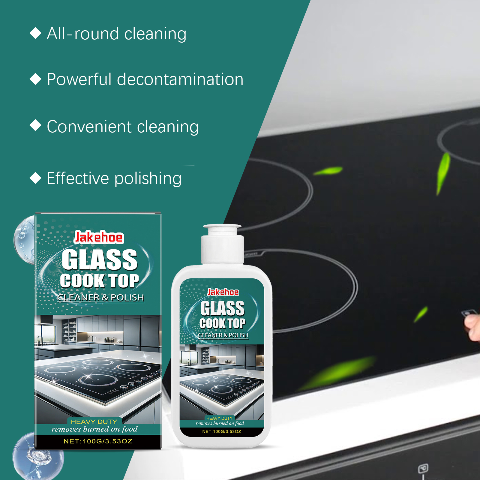 Glass Cooktop Cleaner Polish Grease Remover For Ceramic Induction Stove Kitchen Household Surface Shine