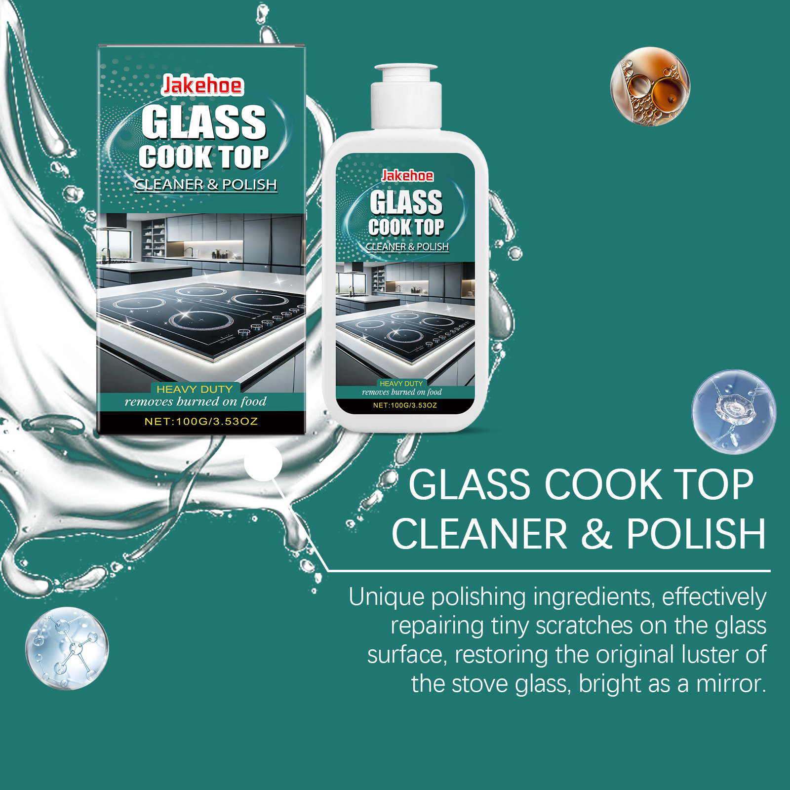 Glass Cooktop Cleaner Polish Grease Remover For Ceramic Induction Stove Kitchen Household Surface Shine